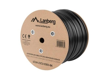 Kabel sieciowy zewnętrzne Lanberg LCU6-21CU-0305-BK (UTP; 305m; kat. 6; kolor czarny)