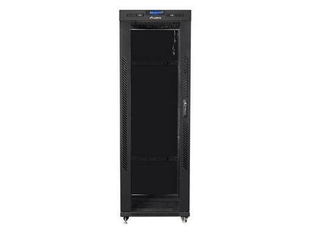 Szafa instalacyjna rack stojąca 19 37u 600x800 czarna, drzwi szklane lcd (Flat pack)
