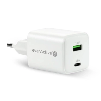 Ładowarka sieciowa everActive GaN SC-450Q 1x USB, 1x USB-C PD PPS QC4+ 45W