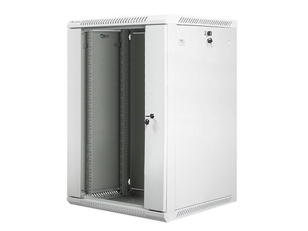 Szafa instalacyjna wisząca 19 18U 600X600mm szara (drzwi szklane)
