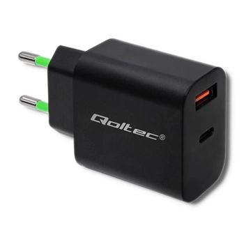 Ładowarka sieciowa | 18W | 5-12V | 1.5-3A | USB typ C PD |       USB QC 3.0 | Czarna