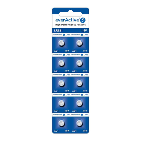 Bateria alkaliczna mini everActive AG1 G1 LR621 LR60 - blister 10 sztuk