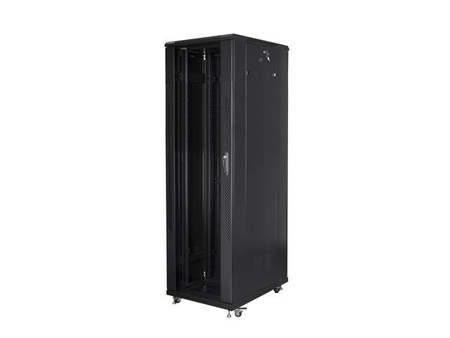 Szafa instalacyjna Rack stojąca 19" 42U 800x800 Drzwi Szklane czarna Lanberg (flat pack) - PO TEST