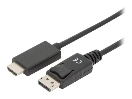 ASM AK-340303-030-S Kabel DisplayPort 1.2 z zatrzaskiem 4K 60Hz UHD Typ DP/HDMI A M/M czarny 3m