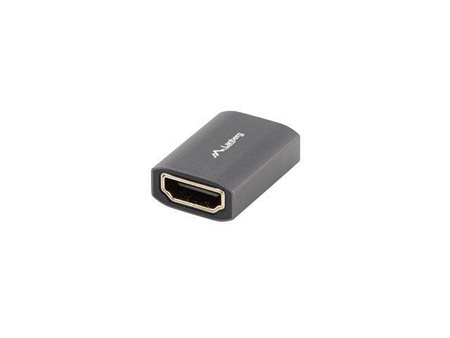 LANBERG AD-HDMI-02 adapter HDMI - HDMI F/F 8K beczka srebrna aluminium