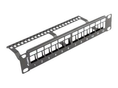 LANBERG patch panel blank 12 port 1U with organizer for keystone modules black