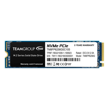 Dysk SSD Team Group MP33 256GB M.2 2280 PCIe NVMe (1600/1000 MB/s)