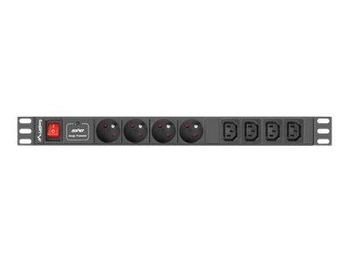 LANBERG PDU-04E04I-0200-IEC-BK Lanberg listwa zasilająca Rack PDU 1U 10A, 8x ( 4xE-4xIEC ), 2m, czarna