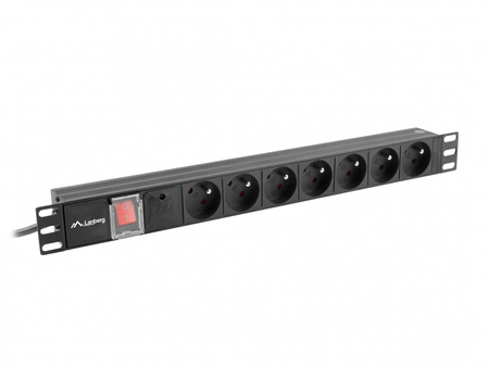 Listwa zasilająca Rack PDU 19"  1U 10A 7X 230V PL 2m czarna C14