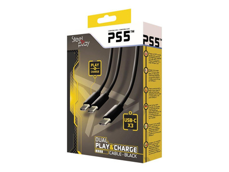STEELPLAY Dual Play & Charge Cable for Controller 3m Black PS5