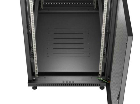 Szafa instalacyjna rack stojąca 19" 22U 600x1000 czarna drzwi perforowane ( flat pack)