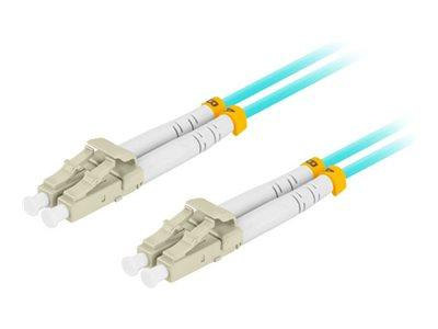 LANBERG Patchcord Światłowodowy MM LC/UPC-LC/UPC Duplex 3.0mm OM3 50/125 LSZH 0.5m Aqua