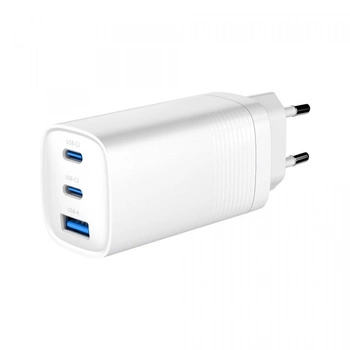 Ładowarka PowerDelivery 1xA 2xC GaN 65W Biała