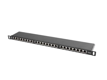 Patch Panel 24 Port 0.5U Kat.6 czarny ekranowany