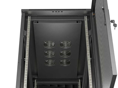 Szafa instalacyjna rack stojąca 19" 22U 600x1200 czarna drzwi perforowane (flat pack)