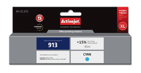 Activejet AH-913CR Tusz (zamiennik HP 913 F6T77AE; Premium; 45 ml; niebieski)