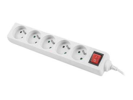 LANBERG PS1-05E-0150-W Lanberg Listwa Zasilająca 1.5M Biała 5X 230V PL Z Wyłącznikiem, Kabel z Miedzi