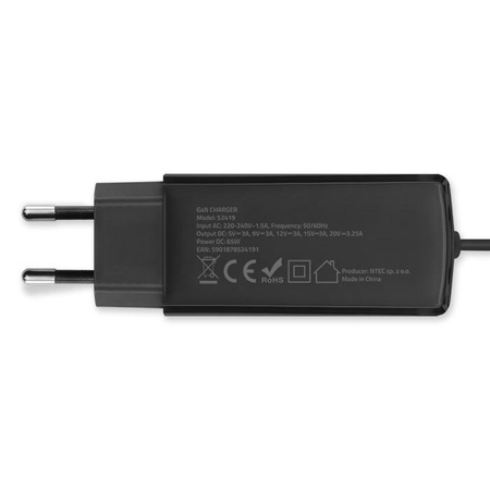 Ładowarka sieciowa 65W GaN | 5-20V | 3-3.25A | USB-C 3.1