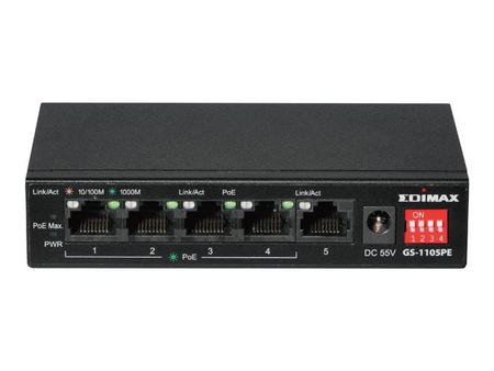 EDIMAX Long Range 5-Port Gigabit Switch with 4-Port PoE+