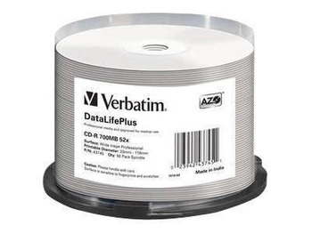 VERBATIM 43745 Verbatim CD-R spindle 50 700MB 52x white wide printable