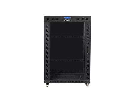Szafa stojąca 19 cali 22U 800x1000 drzwi szklane LCD (flat pack) V2 czarna