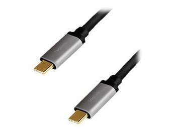 LOGILINK CUA0106 Kabel USB 2.0 Type-C C/M na USB-C/M E-mark PD aluminium czarny/szary 1.5m