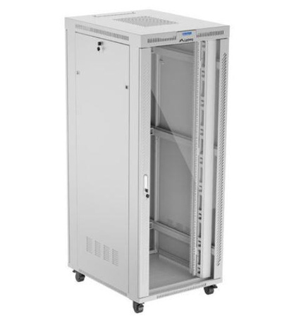Szafa stojąca rack 19'' 42U 800x1000 szara drzwi szkalne flat pack 