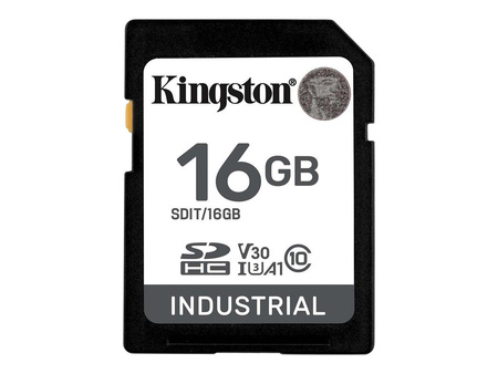 KINGSTON 16GB SDHC Industrial -40C to 85C C10 UHS-I U3 V30 A1 pSLC
