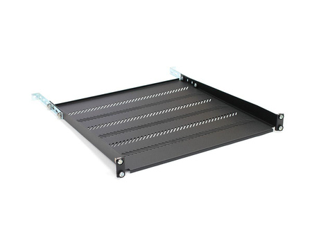 Półka do szaf 450mm 19" 483x450mm 1U czarna z regulacją i podporą