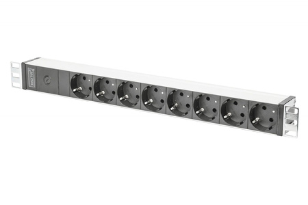 Listwa zasilająca PDU 19" Rack, 8x gniazdo schuko, 2.0m, 1x wtyk C14, 10A Aluminiowa 