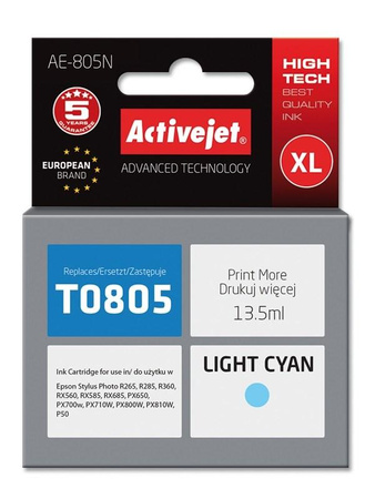 Activejet AE-805N Tusz (zamiennik Epson T0805; Supreme; 13,5 ml; jasny niebieski)