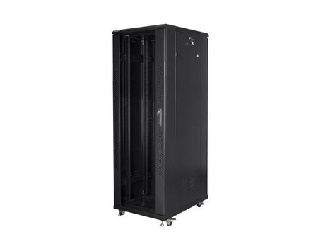 Szafa instalacyjna Rack stojąca 19" 47U 800x800 Drzwi Szklane czarna Lanberg (flat pack)