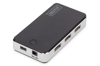 DIGITUS DA-70222 HUB/Koncentrator 7-portowy USB 2.0 HighSpeed, aktywny, czarno-srebrny