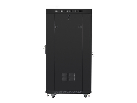 LANBERG free standing rack 19inch cabinet 27U 600x800 glass door LCD flat pack black