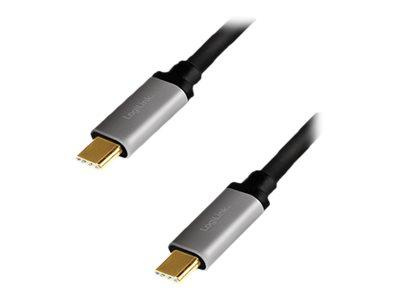 LOGILINK CUA0106 Kabel USB 2.0 Type-C C/M na USB-C/M E-mark PD aluminium czarny/szary 1.5m