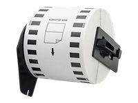 QOLTEC Tape for BROTHER DK-22205 62mm x 30.48m White / Black overprint Roller with handle