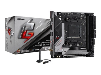ASROCK B550 Phantom Gaming-ITX/ax mini ITX MB 3rd Gen AMD AM4 Socket DDR4 4733+ 4.0 x16 PCIe HDMI DisplayPort 7.1 CH HD 4 SATA3