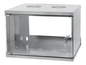 TECHLYPRO 022212 TechlyPro Szafka wisząca ECO 19 6U/320 mm szklane drzwi zmontowana szara