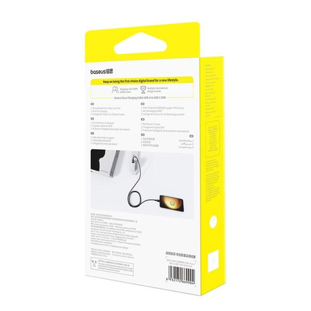 Kabel Baseus Dura USB-Typ C 60W 2m (czarno-złoty)