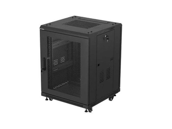 Szafa inastalacyjna rack Lanberg 19" 15U 600x600 czarna drzwi perforowane (flat pack)