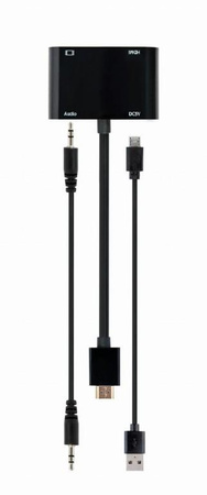 Adapter HDMI męski do HDMI żeński + VGA żeński z audio i dodatkowym portem zasilania