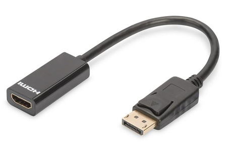 Kabel adapter Displayport z zatrzaskiem 1080p 60Hz FHD Typ DP/HDMI A M/Ż czarny 0,15m