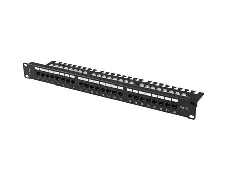 LANBERG Patch panel 24 port 19 cali kat.5e UTP z organizerem kablowym czarny