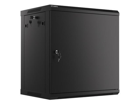 Szafa instalacyjna Rack wisząca 19" 12U 600x450 czarna drzwi metalowe Lanberg (flat pack)