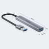 Hub USB-A; 3x USB-A 2.0; 1x USB-A 5 Gbps Aluminiowy 