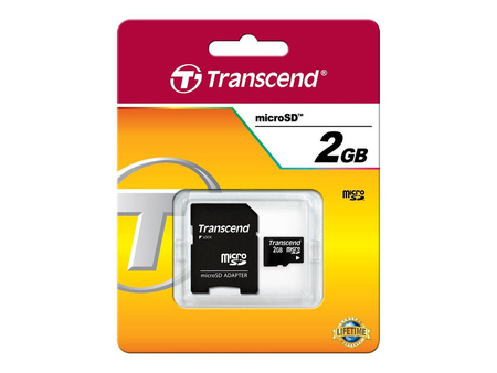 TRANSCEND TS2GUSD Transcend karta pamięci Micro SD 2GB + Adapter do karty SD