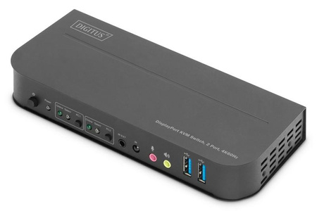 Przełącznik KVM 2 portowy DisplayPort do HDMI 2x1 4K 60Hz  2xUSB audio