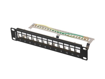 LANBERG patch panel pusty 12 port 10/1U FTP z organizerem do modułów keystone szary