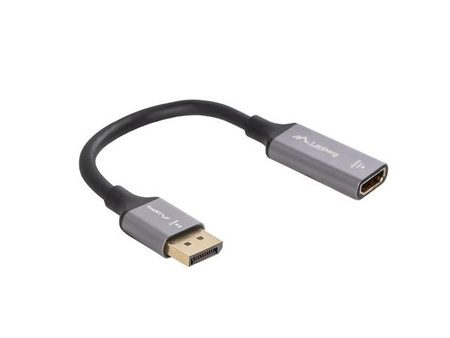 LANBERG AD-DP-HD-02 adapter DisplayPort - HDMI M/F 4K na kablu 20cm srebrny