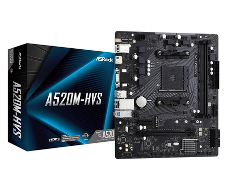 ASROCK A520M-HVS AM4 2xDDR4 1 x PCIe 3.0 x16 1 x PCIe 3.0 x1 D-Sub HDMI mATX MB DS STOCK(P)